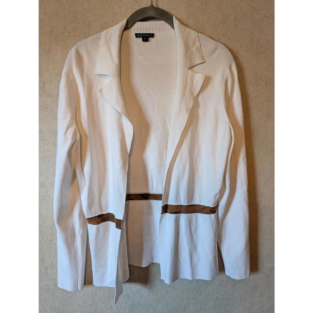 LAFAYETTE 148 white brown open blazer cardigan sz M